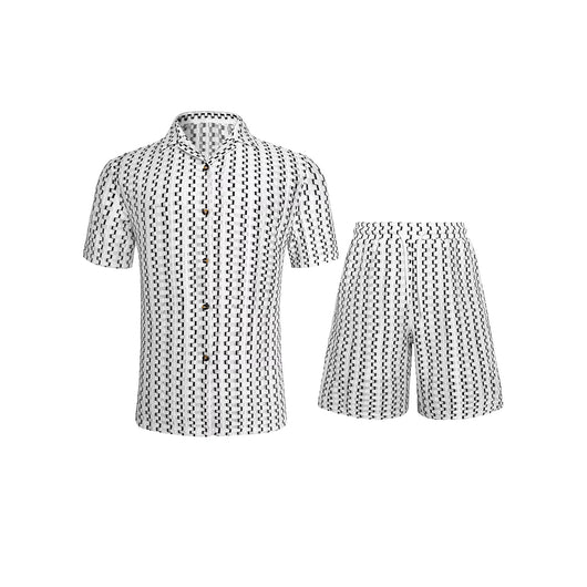 Conjunto Casual de Camisa a Rayas y Shorts para Hombre - Image 5
