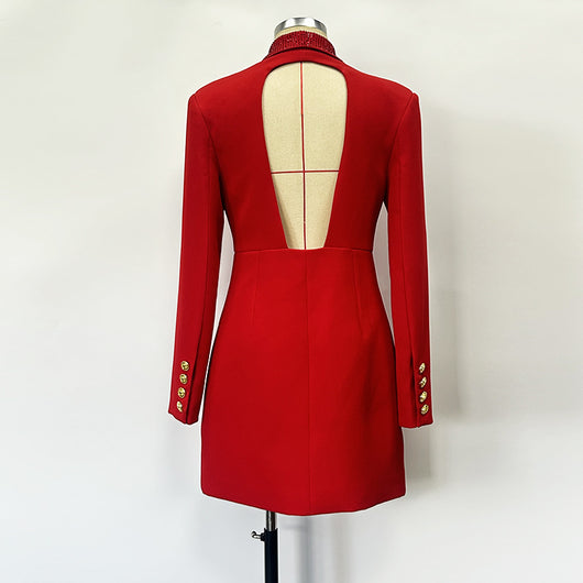 Blazer Elegante Verde Esmeralda con Escote Profundo y Bordado Artesanal - Image 9