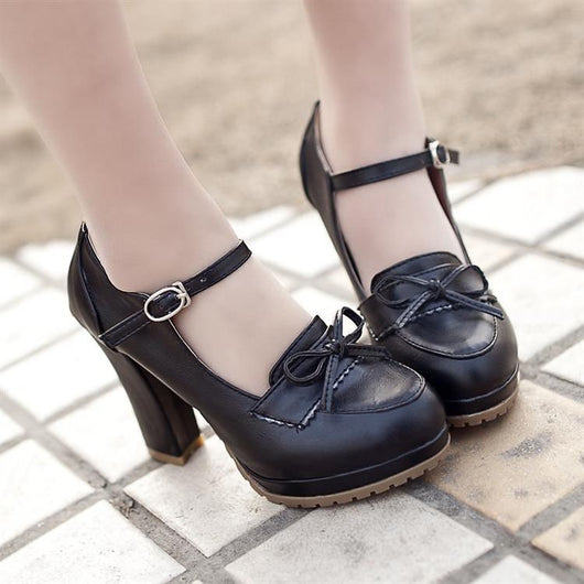 Tacones Altos con Moño y Tacón Grueso - Image 3