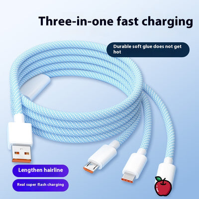 Cable de Carga Rápida 3 en 1 - 6A Multifuncional