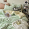 Verde Algas Beige Sábana Plana De 0.9 M