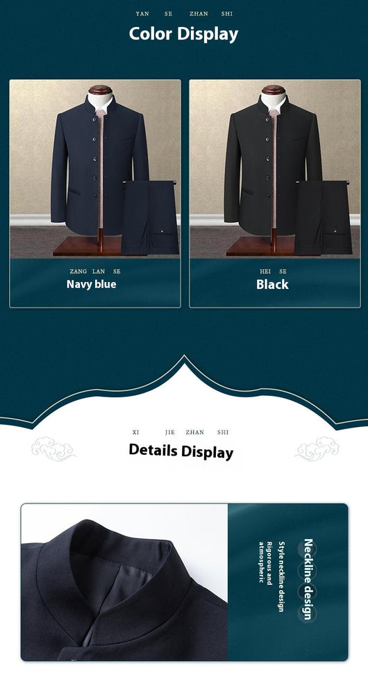 Traje Slim Fit Cuello Mao Juvenil Elegancia Moderna - Image 12