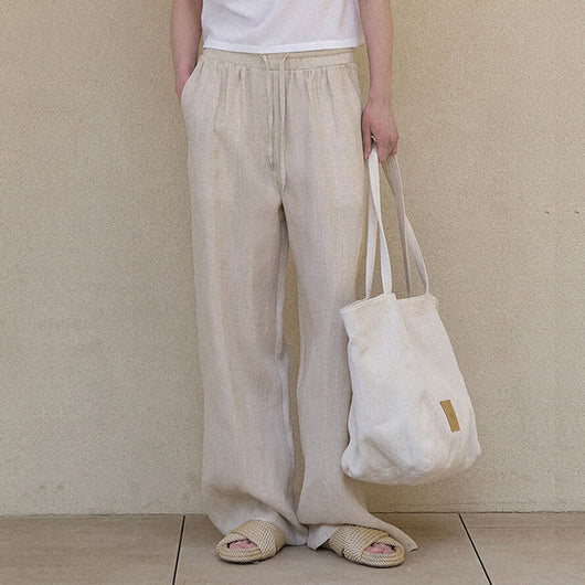 Pantalón Recto Largo Minimalista con Bolsillos Dobles para Mujer