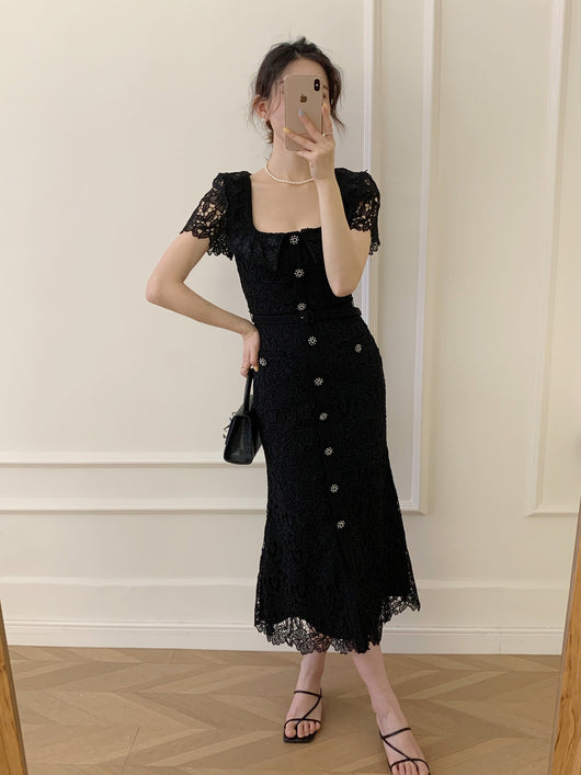 Vestido con Falda de Encaje y Borde Tipo Cola de Pez - Image 13