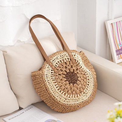 Bolso de Hombro Tejido a Mano con Diseño Multicolor - Estilo Bohemio en Paja Natural - Image 9