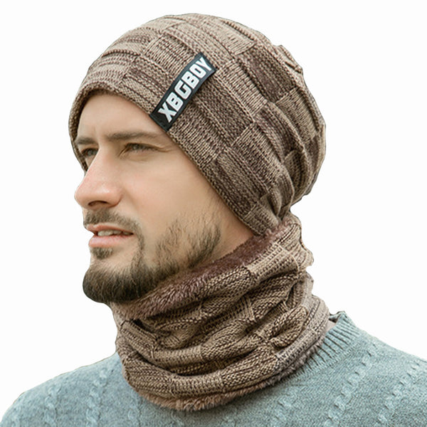 Juego de Cuello y Gorro de Punto en Terciopelo