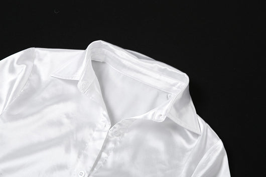 Camiseta Slim Cuello Solapa Manga Texturizada Botón Único Colores Lisos - Image 15