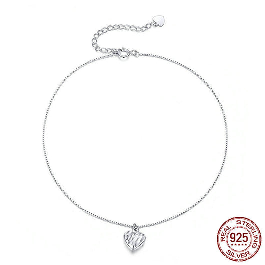 Pulsera de Tobillo en Plata Esterlina con Dije de Amor Plateado - Image 2