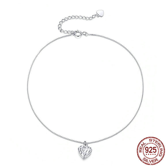 Pulsera de Tobillo en Plata Esterlina con Dije de Amor Plateado