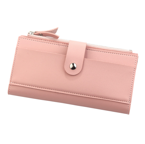Compact Tri-Fold Wallet with Buckle Closure