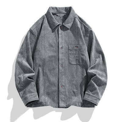 Camisa Retro Americana de Terciopelo Liso para Hombre - Manga Larga Pareja - Image 7