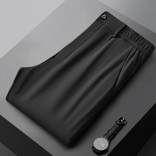 Pantalones Casuales para Hombre Ajuste Elástico Negocios Tela Ligera