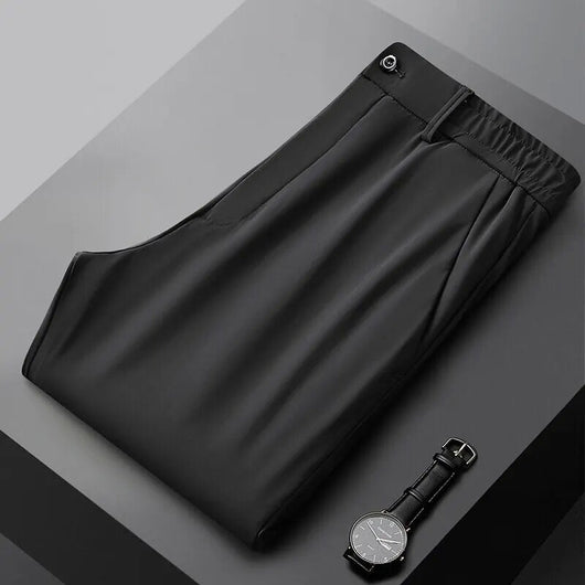 Pantalones Casuales para Hombre Ajuste Elástico Negocios Tela Ligera