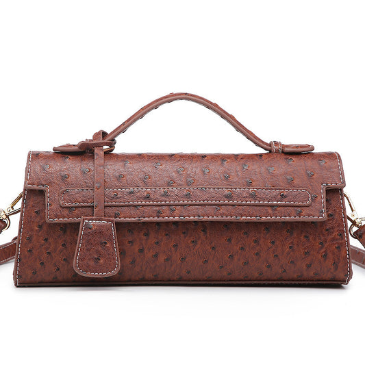 Bolso Bandolera de Cuero Texturizado Avestruz