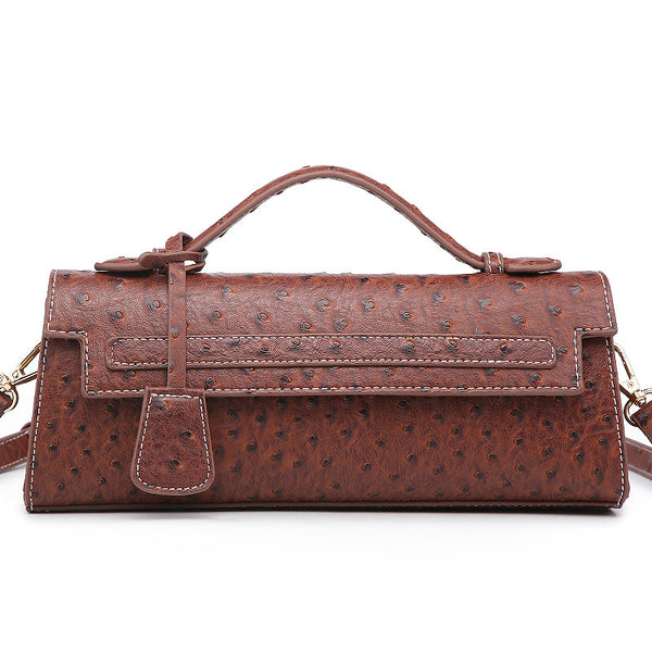 Bolso Bandolera de Cuero Texturizado Avestruz