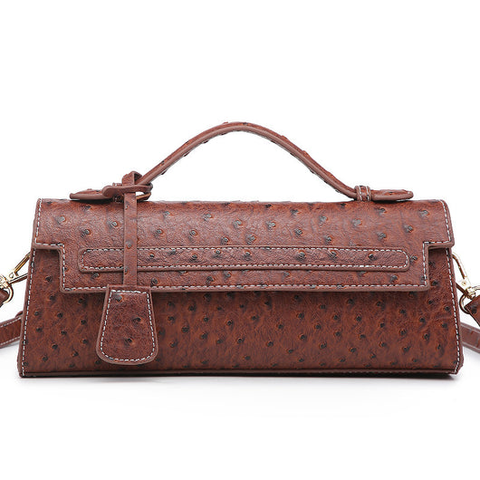 Bolso Bandolera de Cuero Texturizado Avestruz