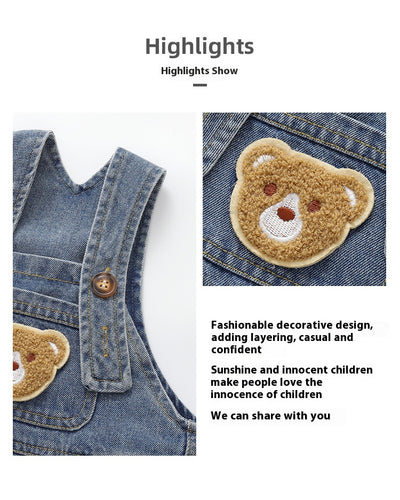 Overol Denim Infantil con Estampado Retro Vintage - Image 8