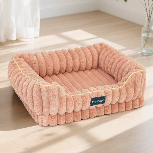 Cama para Mascotas Grande Cuadrada con Pelaje de Conejo a Rayas - Image 7