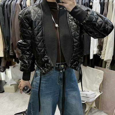 Chaqueta de Cuero PU Acolchada a Cuadros - Estilo Desenfadado y Cálido - Image 12