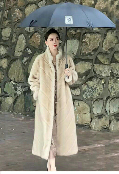 Abrigo de Piel Sintética para Mujer - Elegante Largo Medio Invierno - Image 13