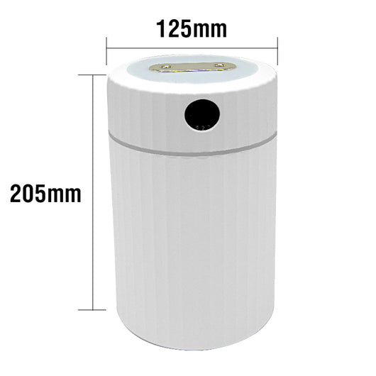 Pink cylindrical humidifier with ribbed texture, digital display showing 59%, and a light blue LED ring. - Image 7