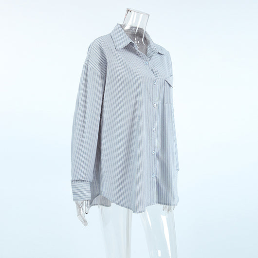 Camisa Manga Larga a Rayas con Detalles de Diamantes - Image 16