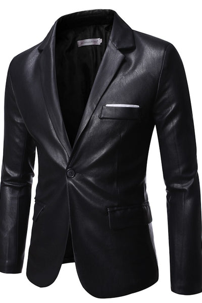 Blazer de Cuero PU con Un Botón para Hombre Tallas Grandes - Image 2