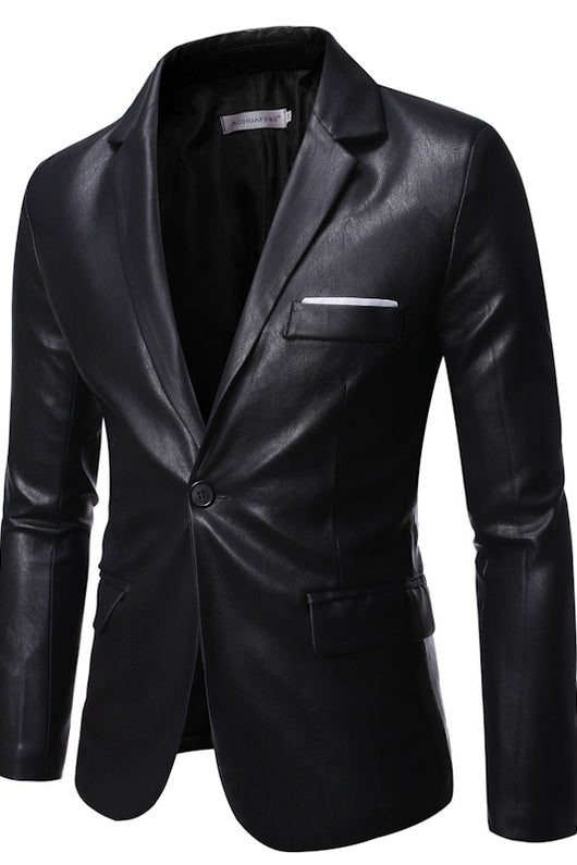 Blazer de Cuero PU con Un Botón para Hombre Tallas Grandes - Image 2