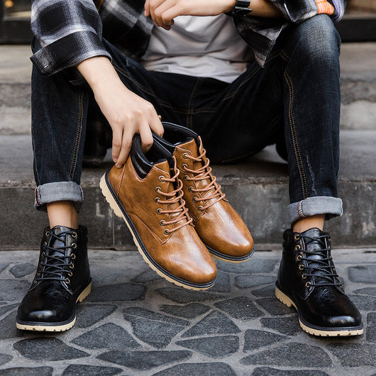 Botas Martin de Caña Alta Estilo Británico con Suela Gruesa y Algodón