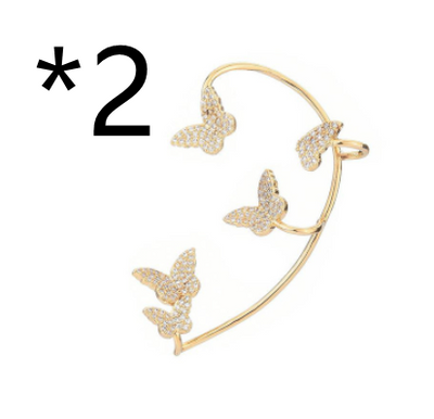 Aretes Mariposa Dorados sin Perforación con Circonitas Brillantes - Image 20