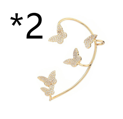 Aretes Mariposa Dorados sin Perforación con Circonitas Brillantes - Image 37