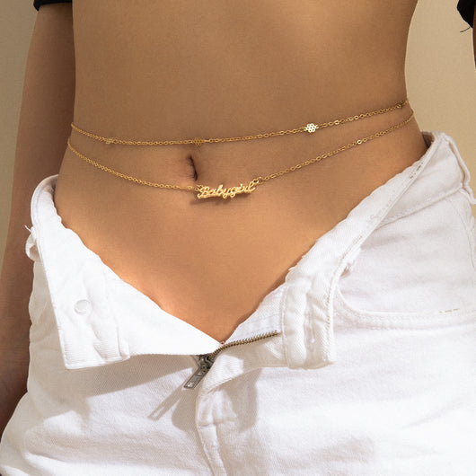 Cadena de Cintura con Dije de Letra Metálica para Mujer - Diseño Elegante Ajustado