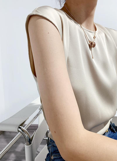 Blusa de Satén sin Mangas con Tirantes Finos - Cuello Redondo para Verano - Image 31