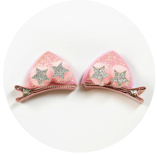 Set de 2 Clips Decorativos para Niñas - Flores Brillantes Arcoíris con Orejas de Gato y Conejo - Image 7