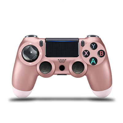 Rose gold wireless game controller with dual vibration, Bluetooth, and action buttons for PS4, PC, and P3. - Image 2