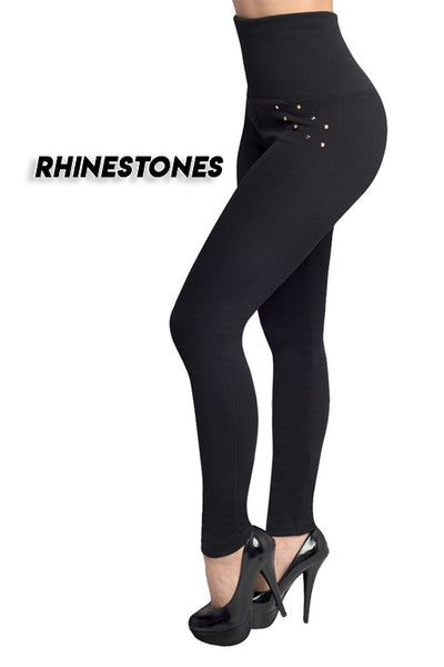 Leggings Talle Alto Control Abdomen con Cierre y Detalles de Diamantes - Image 16