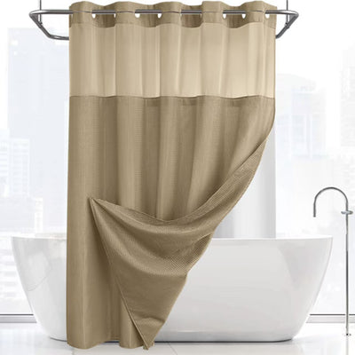 Cortina de Baño Doble Capa con Hebilla Grande - Diseño Liso y Moderno - Image 12
