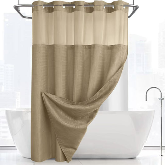 Cortina de Baño Doble Capa con Hebilla Grande - Diseño Liso y Moderno - Image 12