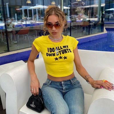 Crop Top Estampado Letras - Estilo Europeo y Estadounidense - Image 8
