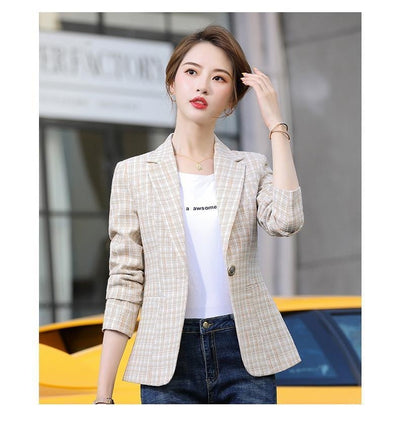 Blazer Cuadros Estilo Coreano Casual Británico - Image 9