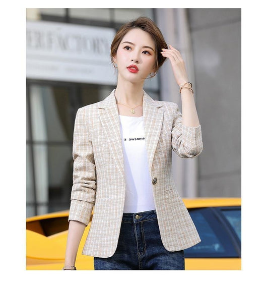 Blazer Cuadros Estilo Coreano Casual Británico - Image 9