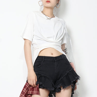Blusa Casual de Cuello Redondo con Tirantes Irregulares - Image 6