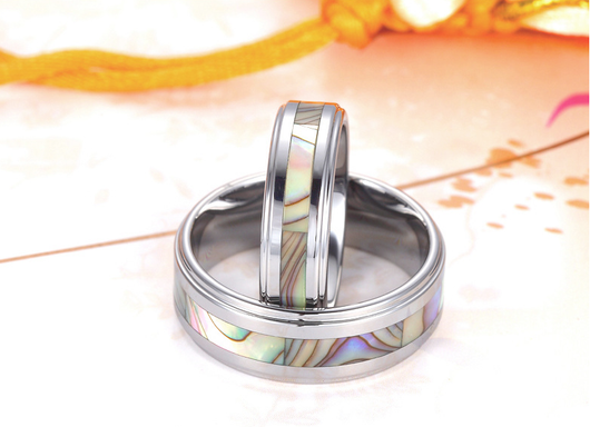 Anillos de Pareja con Incrustación de Tungsteno - Diseño Minimalista y Romántico - Image 11