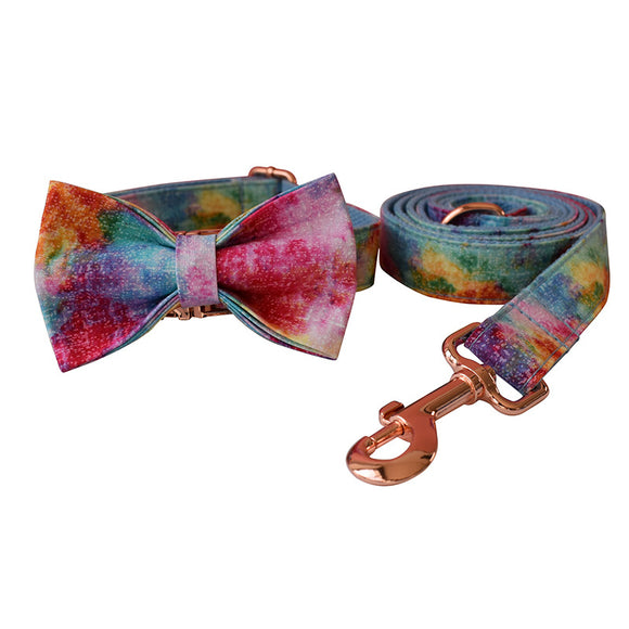 Collar para Mascota con Hebilla Azul Teñido en Caliente y Oro Rosa