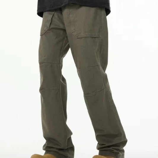 Pantalón Overol Holgado Gris Verdoso para Hombre - Estilo Casual Versátil