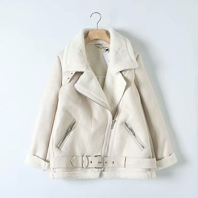 Chaqueta de Cuero Sintético Cordero Invierno