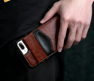 Funda iPhone X con Soporte y Cartera de Cuero Patrón Crazy Horse - Image 3