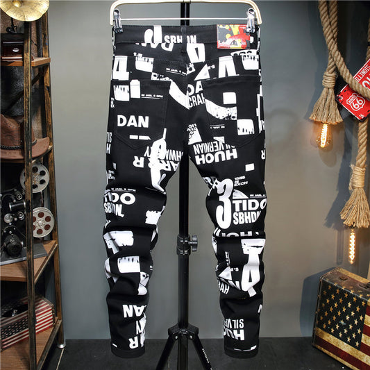 Pantalones Slim Fit con Estampado Floral y Tela Elástica para Hombre