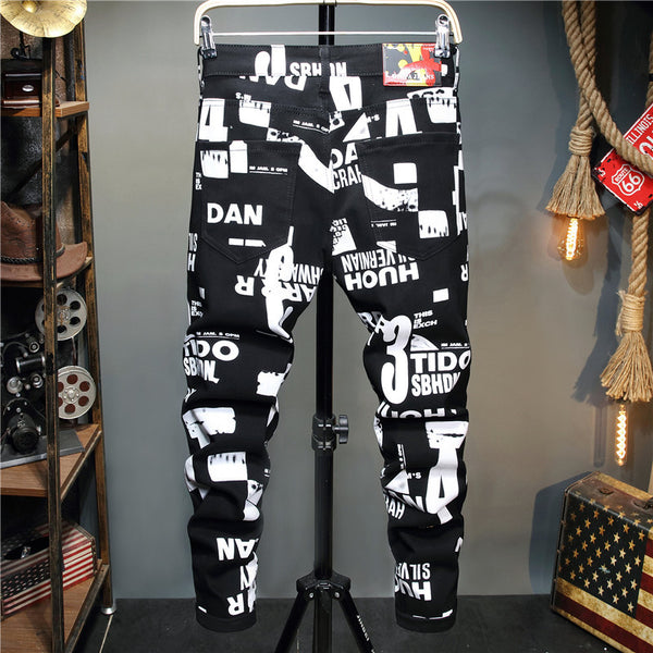 Pantalones Slim Fit con Estampado Floral y Tela Elástica para Hombre