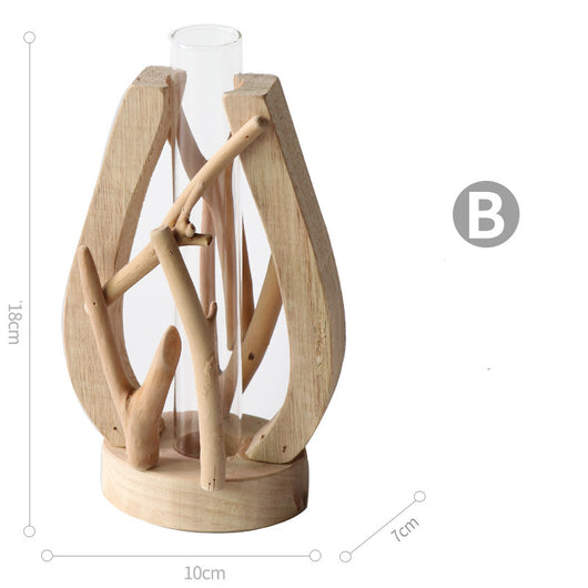 Jarrón de Madera Maciza Artesanal con Diseño Decorativo para Flores y Plantas Hidropónicas - Image 12